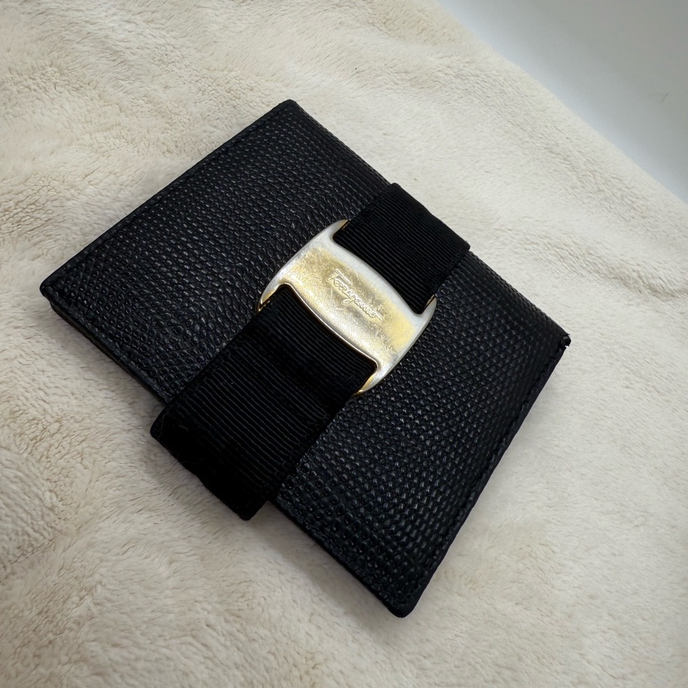 Salvatore Ferragamo Black Wallet with Gold Detail